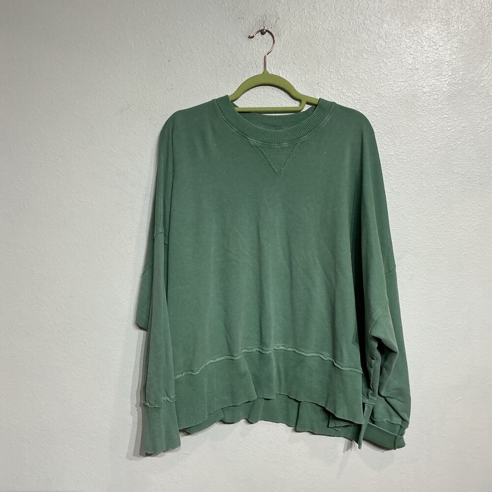 American Eagle Green Cropped Oversized Sweatshirt Sz M - Picture 2 of 12